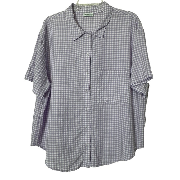 Miss Selfridge Lavender Gingham Seersucker Shirt | Size 14 | Oversized Fit - Picture 1 of 7